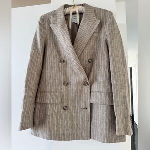 New Double-Breasted Pinstripe 100% Linen Blazer, size S
